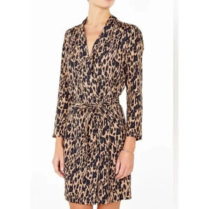 Ganni Animal Print  Long Sleeve Wrap mini dress S/M